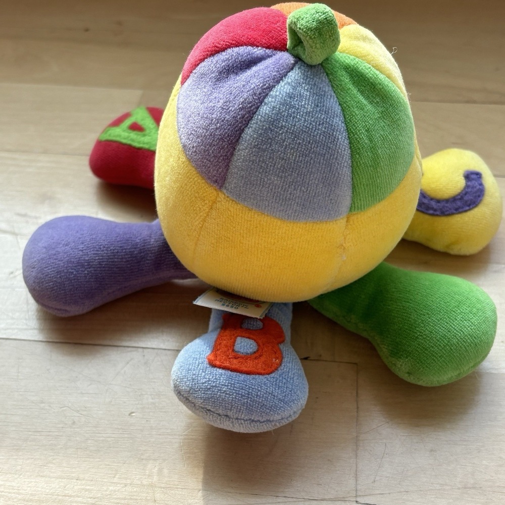 Baby Gund Octopus Rainbow Hector Plush Primary Color Vintage Y2K Rattle ABC Toy - Picture 2 of 8